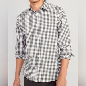 Old Navy Gray & White Gingham Button Down shirt long sleeve top boys XL